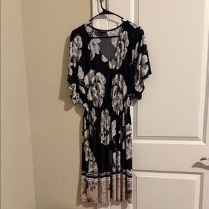 Lane Bryant Black and White Floral Midi Dress